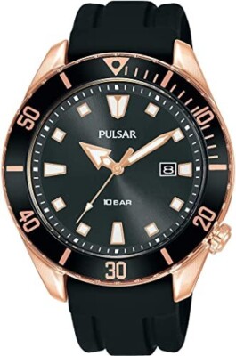 Pulsar Sport, 43mm, Edelstahl mit Silikonband, Herrenuhr, Watch ÖZEN SAAT 