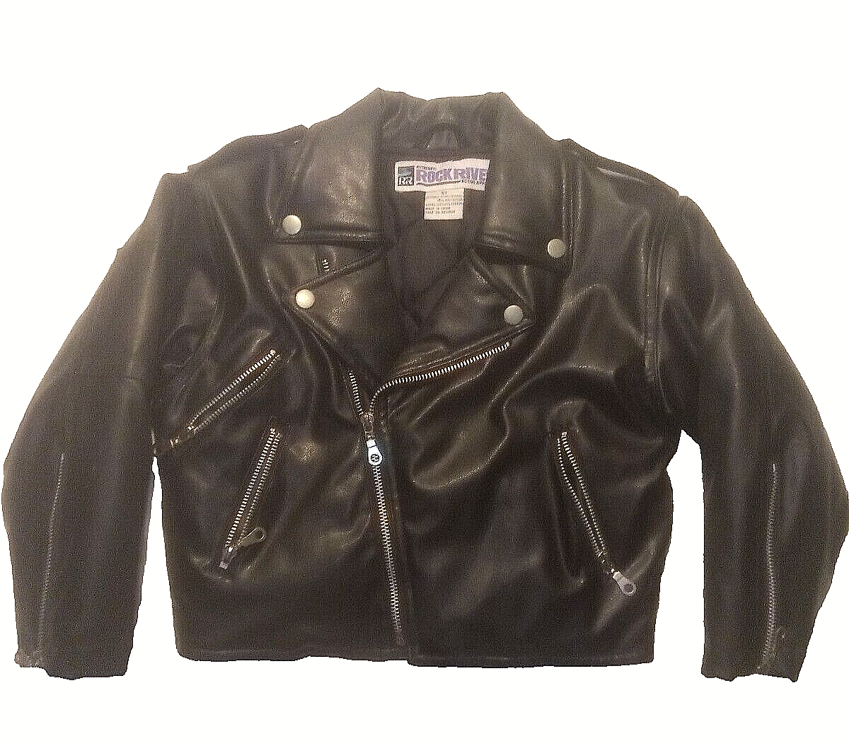 Rockmans Rivers Padded Jacket Rock River Boys Black Leather Insulated  Bomber Biker Jacket Size