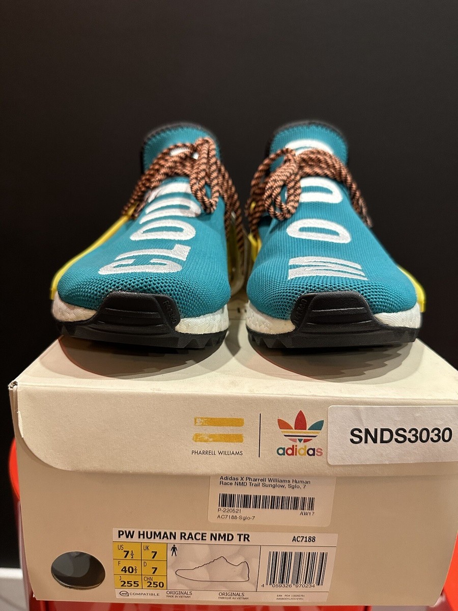 Size Adidas Pharrell x NMD Human Race Trail Sun Glow for