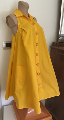 Gianfranco Ferre OAKS 1980s Yellow Cotton Shirt Dress Vintage Size IT 42 S