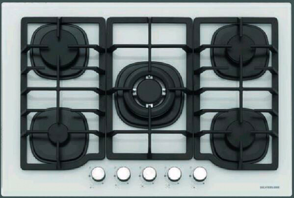 Silverline Piano Cottura 5 fuochi a Gas Incasso (1 Wok) 75 cm Bianco CS5405W01