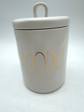 Rae Dunn  GOODIES  White  Gold Storage  Snack Canister Loop Lid New in Box NIB