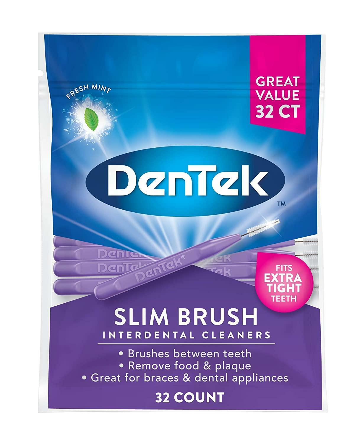 DenTek Slim Brush Interdental Cleaners Brushes Between Teeth, 32 ct