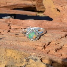 Ethiopian Opal gemstone 925 Sterling Silver Boho Dainty Multi Size Ring/JL 1276