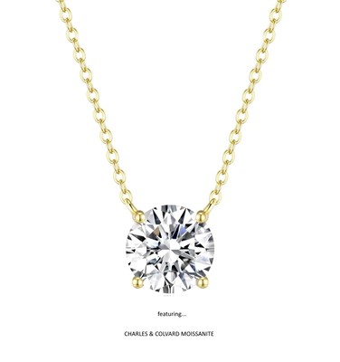 6.00 Carat Moissanite Solitaire Pendant in 14k Yellow Gold (Charles & Colvard)