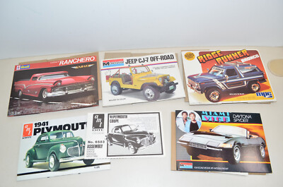Vintage MODEL BOXES & INSTRUCTIONS Lot MPC BRONCO MIAMI VICE SPIDER JEEP CJ-7