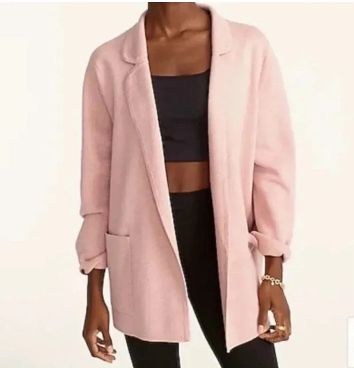 J CREW Sweater Blazer Womens 2X Eloise Pink NEW Cotton Wool Relaxed BA552