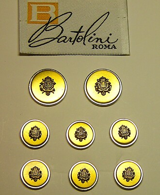 BARTOLINI ROMA REPLACEMENT BUTTONS 8 TWO-TONE SOLID METAL JACKET  GOOD USED COND