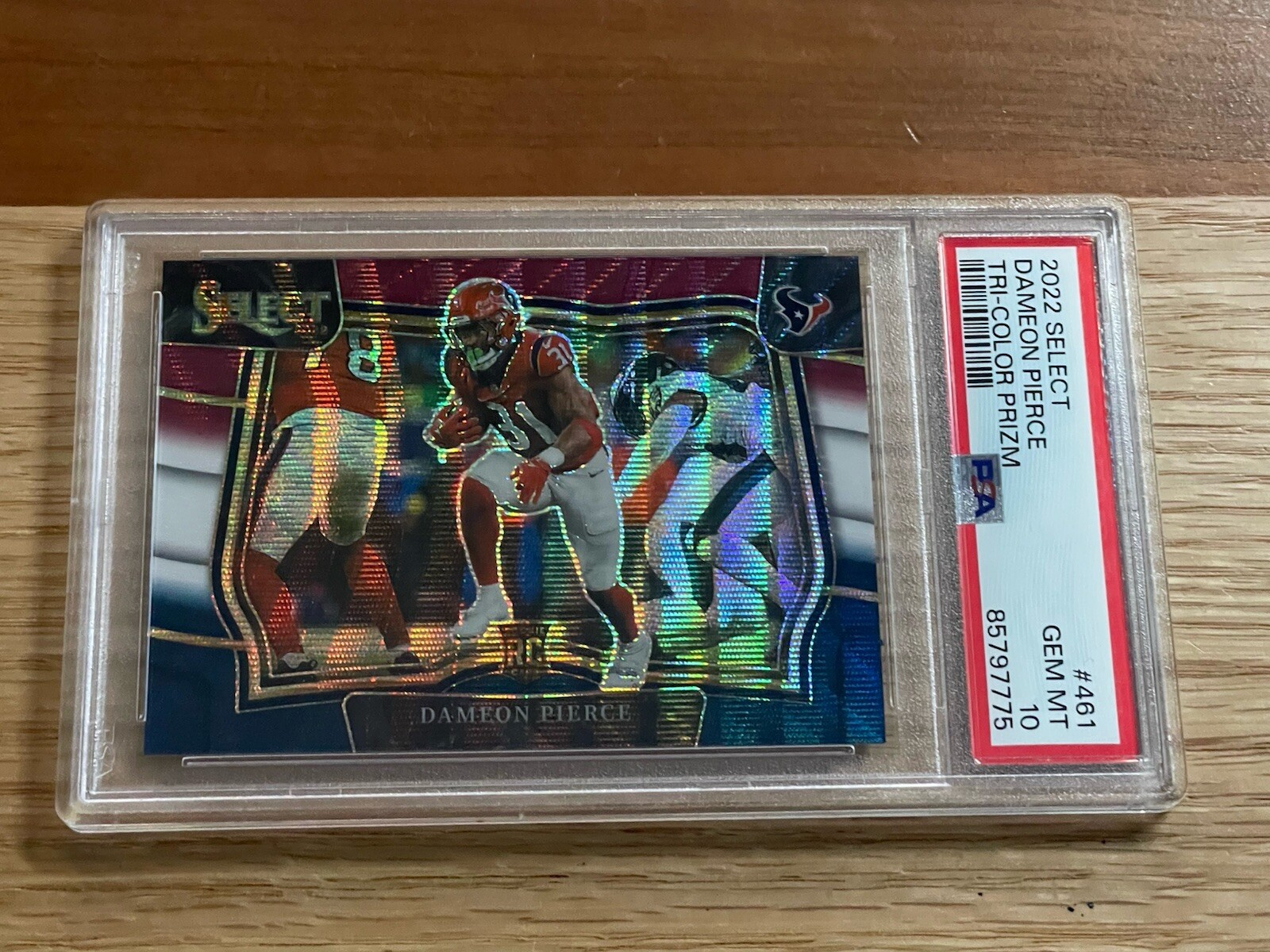 2022 Panini Select Field Level Tri-Color Prizm /75 Dameon Pierce #461 RC PSA 10