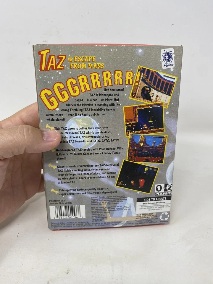 New Taz in Escape from Mars [Cardboard Box] (Sega Genesis, 1994) CIB Complete - Image 3 of 4