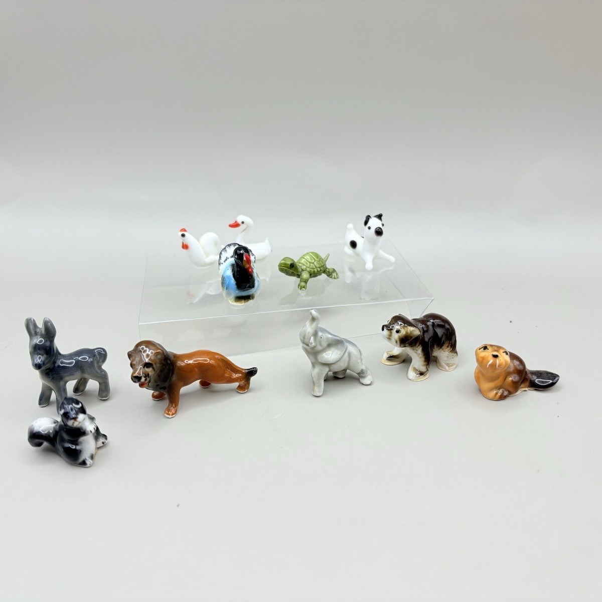 Vintage 1960/70s Set of 11 Mini Hand Blown Glass Animal Figures
