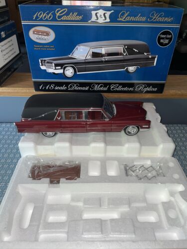 Precision Sunset Coach 1966 Cadillac Superior Landau Hearse Maroon Funeral Car - Afbeelding 1 van 17