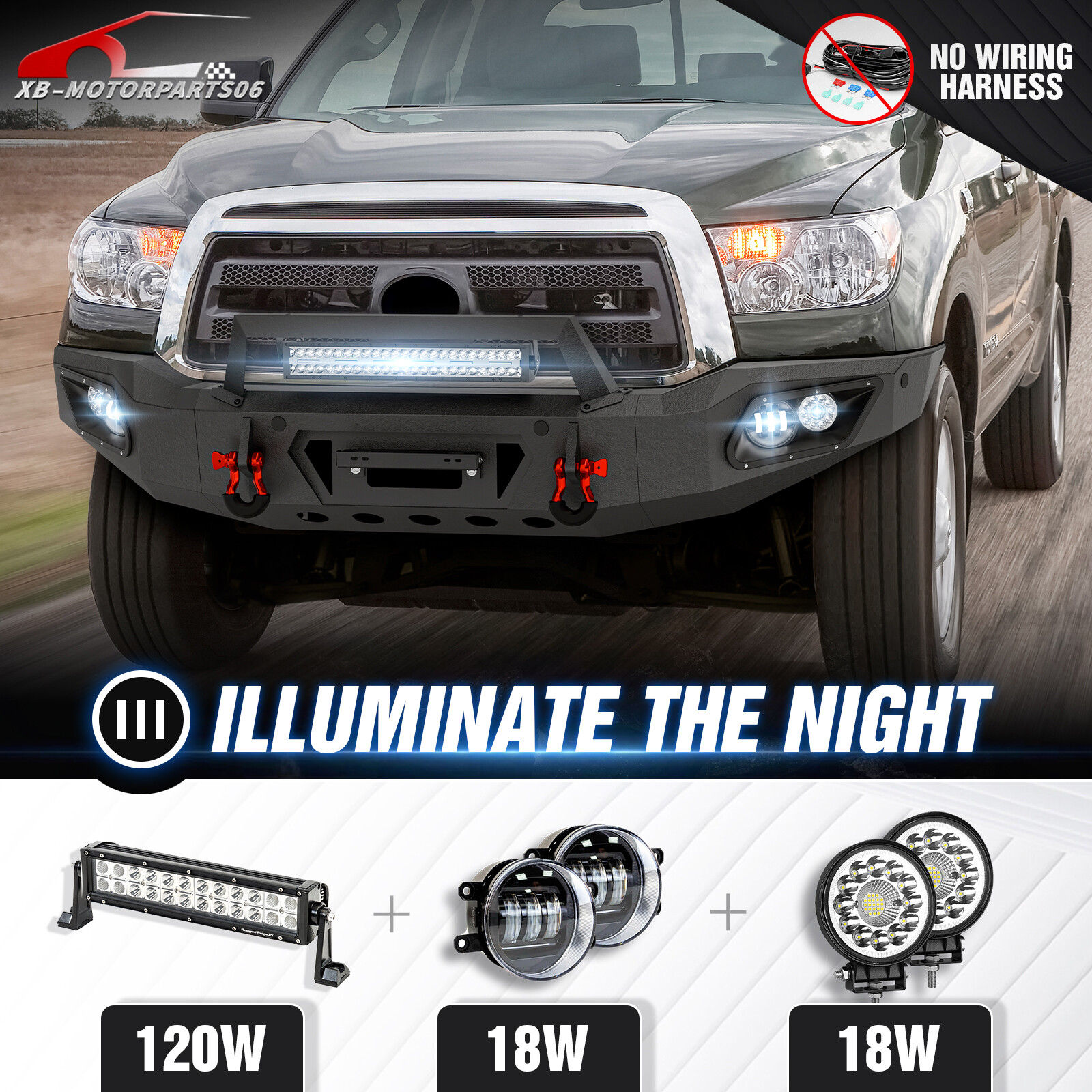 Rear Or Front Bumper With Sensor Holes & D-rings For 2007-2013 Toyota Tundra