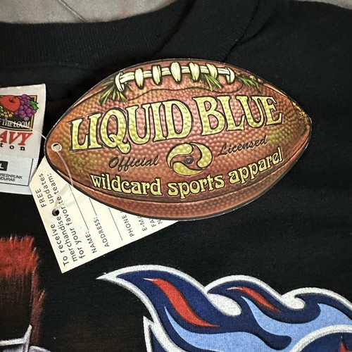 Camicia VINTAGE blu liquido Tennessee Titans uomo 2XL nera NFL calcio grafica - Foto 3 di 8