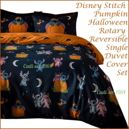 Disney Lilo And Stitch Halloween Rotary Reversible SINGLE Duvet Cover Set NEW - Picture 9 of 24