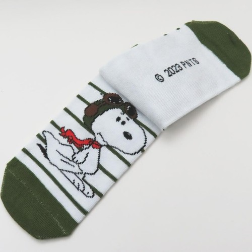 Peanuts Snoopy Kids Socks Flying Ace Pilot Cotton Blend Elastic 20-24cm JP - Picture 4 of 4