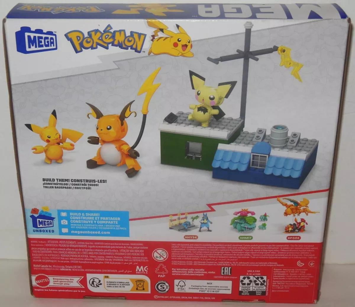 NEW: Mega Pokemon Pickachu Evolution Building Set & Pichu & Raichu  HKT23..SEALED