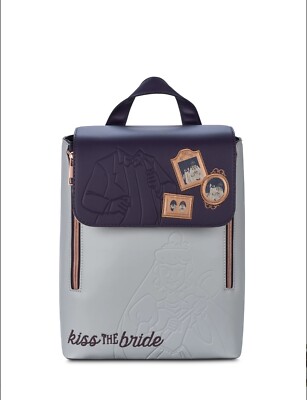 Disney Light Gray and Dark Purple \'Kiss the Bride\' Backpack Loungefly Disney Haunted Mansion Black Widow Bride Cosplay  main image 3