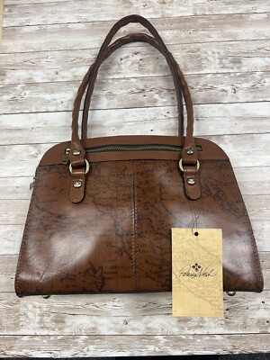 Patricia Nash Women's NWT CALVI Square Satchel-Leather Riot Rust Map  MSRP $249