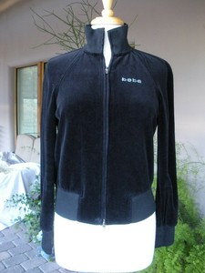 Soooooooo Cute 108 Bebe Rhinestone Logo Black Velvet Coat Sweat Jacket L Ebay