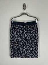 Nwt Ann Taylor Pencil Skirt Size 10 Navy Blue White Floral Eyelet Overlay
