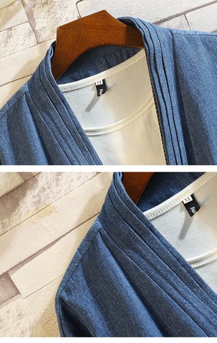 Nuovo abito retrò uomo giacche cardigan hanfu giacche top qipao cappotti denim camicetta - Foto 18 di 24