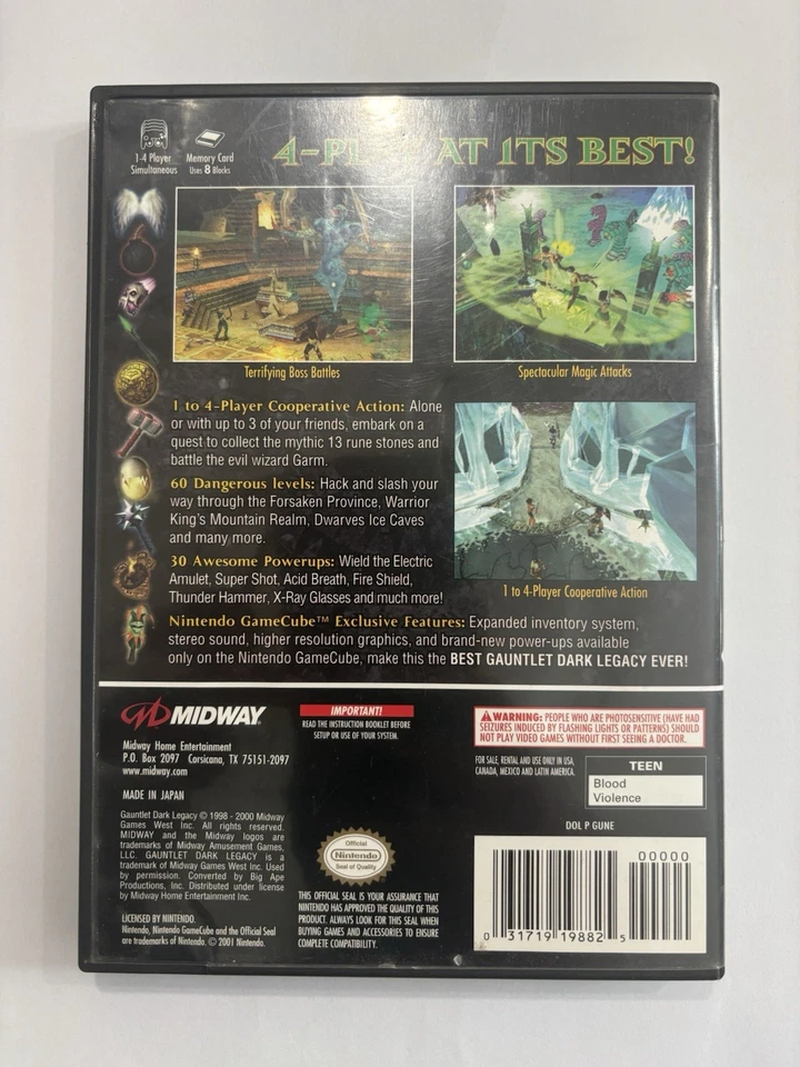 Gauntlet: Dark Legacy Gamecube Black Label Complete In Box W/ Manual - Image 4 of 4