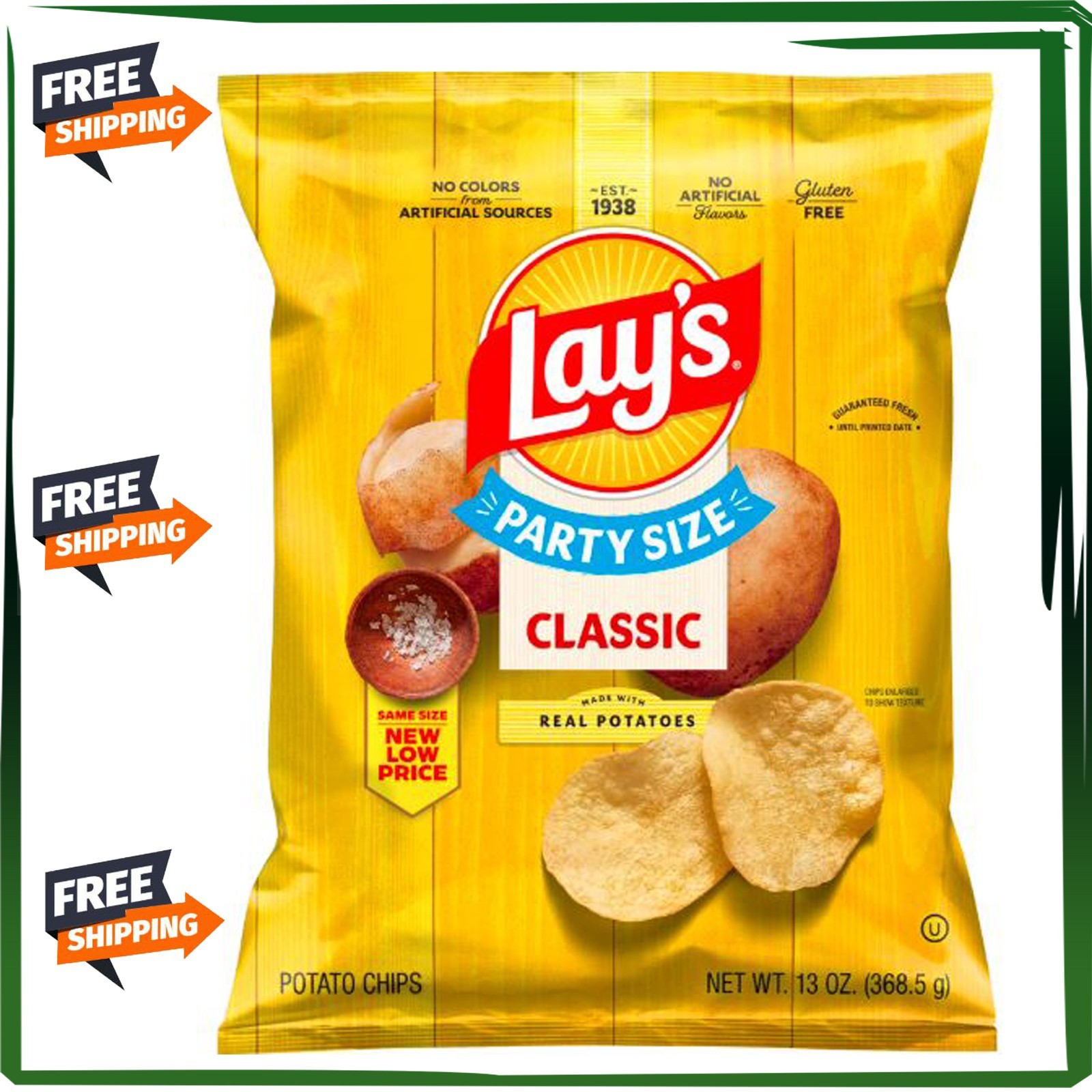 Lay's Classic Potato Chips, Party Size, 13 oz Bag Free Shipping