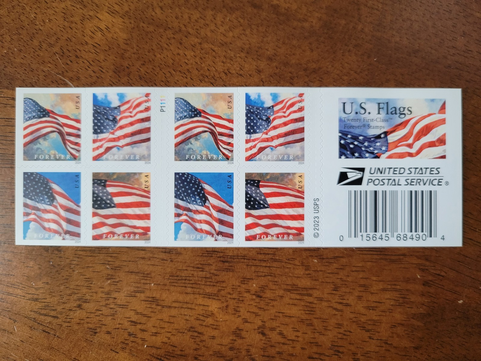 20 FOREVER FIRST CLASS LETTER STAMPS FLAG  STAMPS MNH 2024 BOOK PANE