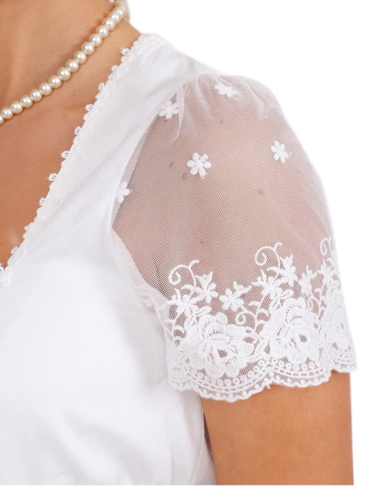 KRÜGER Dirndlbluse Märchenhaft Spitze ecru creme Tracht Madl 31160 Stickerei NEU - Bild 3 von 3