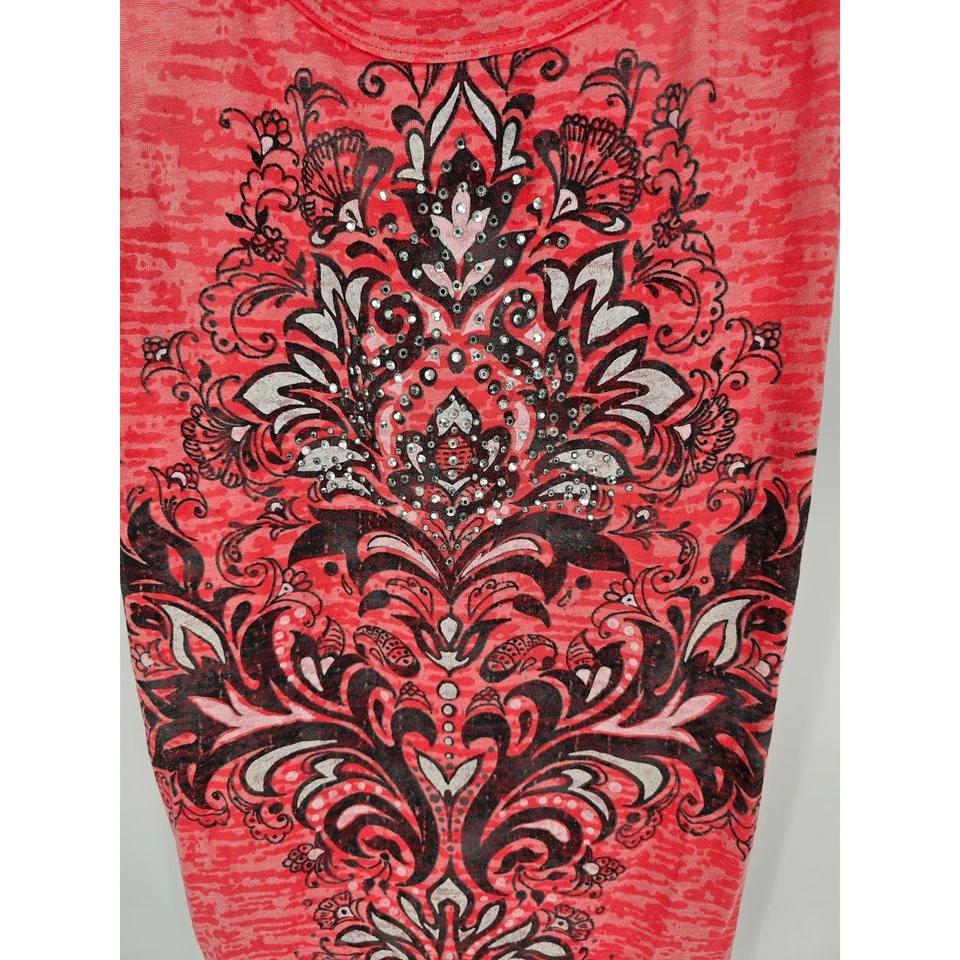 Camiseta sin mangas para mujer Copper Key cuello redondo rosa sin mangas lentejuelas mezclada talla L Foto 2 de 4