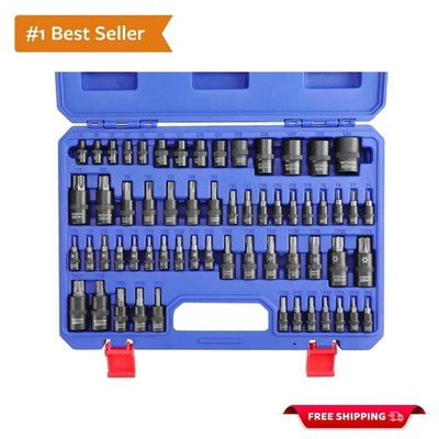 60-piece Master Torx Bit Socket and External Torx Socket Set, 1/4'', 3/8'', 1/2...
