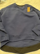 Nobull Quilted Pullover Crewneck Curved Hem Navy NWT S