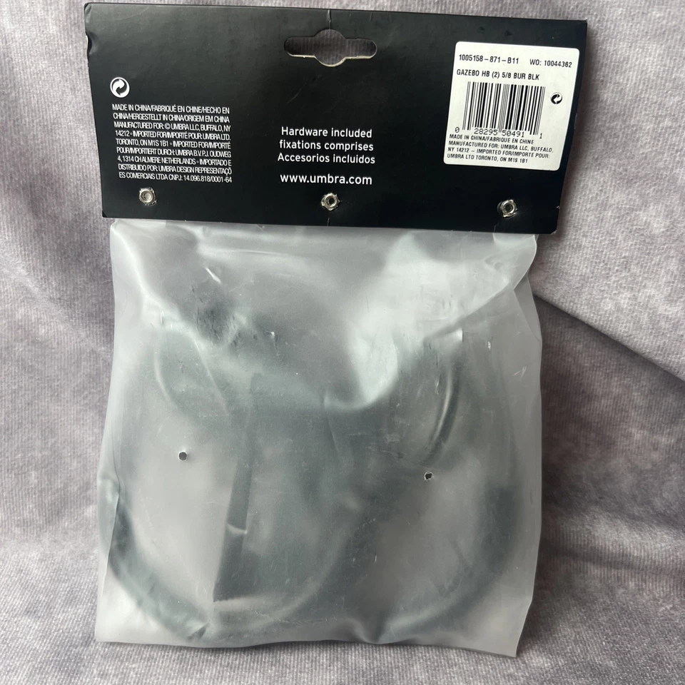 "Cortina Umbra Gazebo Soportes 5/8"" Diámetro BUR Negro - Juego de 2 (Sellado)" Foto 4 de 4