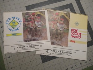 Pair of Brown & Bigelow 1986 Boy & Cub Scout Record Calendars
