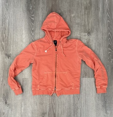 GAP Vintage Waffle Liner Orange Women Zip Up Hooded Jacket Size Medium 