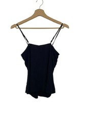 Hanro of Switzerland Black Ribbed Cotton Camisole Top Size S