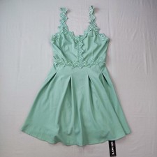 X-YUE Dress Women Medium Mint Green Lace Trim Sleeveless Fit Flare Cocktail Mini