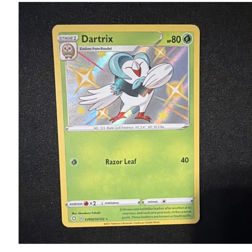 Pokémon TCG Dartrix Shiny Holo Rare Holo Shining Fates SV002/SV122 EN 80 HP