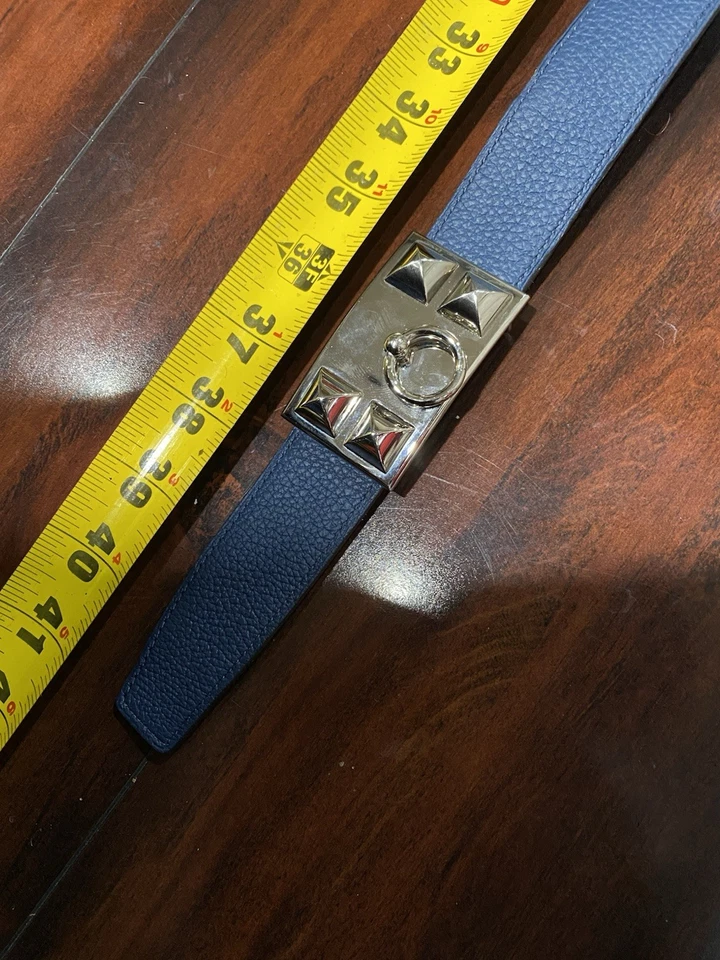 Cinturón con correa de cuero Hermes azul Collier de Chien Foto 2 de 4