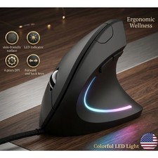 Wired Right Hand Vertical RGB Mouse Ergonomic Gaming Mouse 3200DPI USB Optical