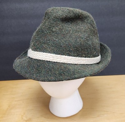 Vintage German Tyrolean Hat JC Penney Wool Felt Forest Green Bavarian 1960s