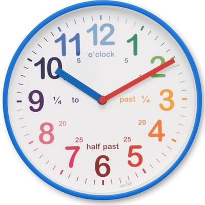 Acctim Wickford Kinder Lehr Wanduhr Quarz Regenbogen Zifferblatt Einheitsgröße, blau 
