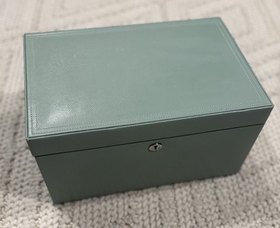 Pottery Barn Mckenna Large Jewelry Box Leather Porcelain Blue | eBay