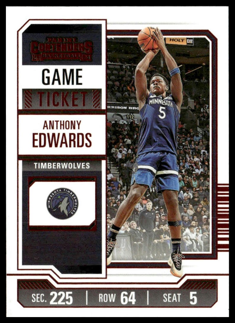 2023-24 Panini Contenders #62 Anthony Edwards Game Ticket Red