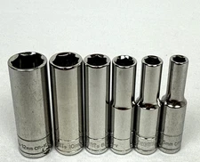 JobSmart 6 Piece Metric MM Deep Socket Set 1/4" Drive 6 Point 5mm-12mm