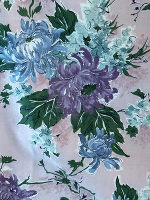 Hollywood Glam Roses Chrysanthemums Paris Apartment Blush Pink Vintage Fabric