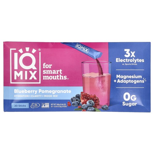 IQMIX®, Hydration + Clarity + Mood Mix, Blueberry Pomegranate, 20 Sticks, 0.28