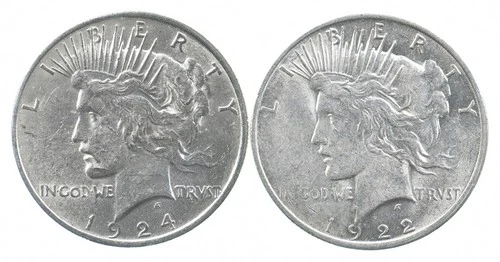 1924 & 1922 & Peace Silver Dollar $1 Bullion Collection Lot *861