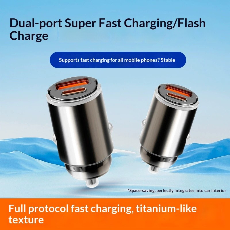 fastest cigarette lighter charger Fast Car Type C Car Plug Android Phone USB C Car Charger Fast charge iPhone 25W USB-C/USB Car Charger, Android